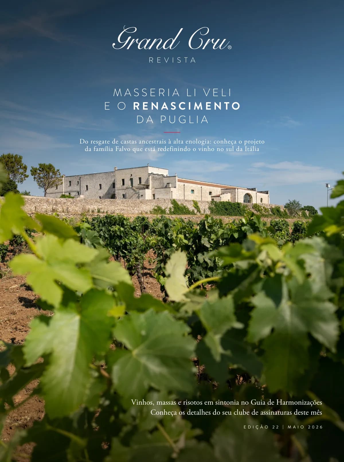 Capa Revista Grand Cru — Maio 2026: Masseria Li Veli e o renascimento da Puglia